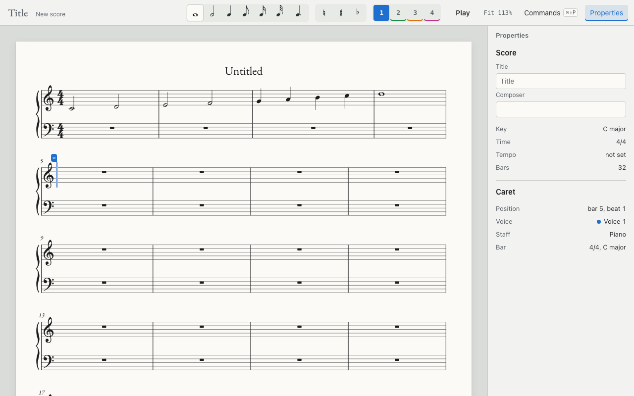 Notation in the light theme